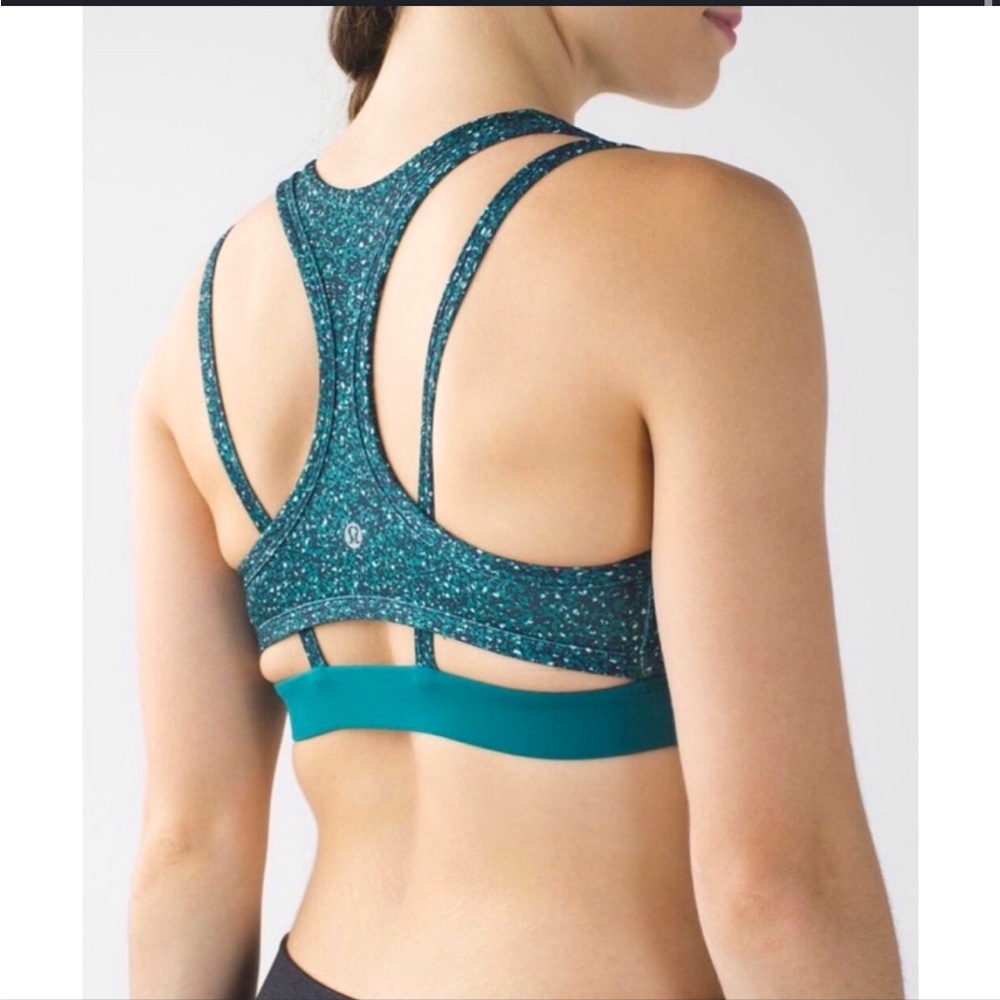 LuLuLemon splendor athletic bra Teal print Sz 8